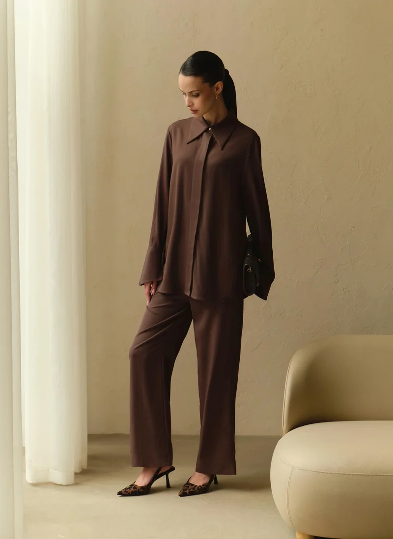 Lichi  Straight trousers with elasticated waistband for Women | Best Price UAE